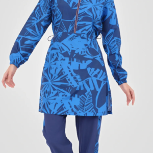 Blue Tropical Modest Swimwear Set